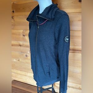 Roxy Estilo lightweight front full zip jacket sweatshirt, gray Cowell neck Large